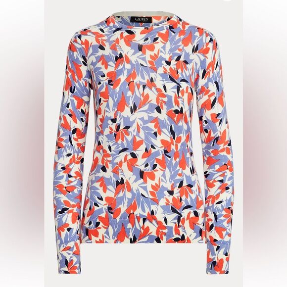 Lauren Ralph Lauren Floral-Print Crewneck long sleeve Sweater size Medium - Picture 1 of 6